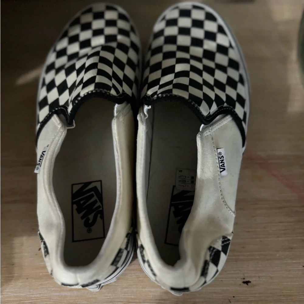 Vans Black and White Checkerboard Slip-Ons - Picture 4 of 7
